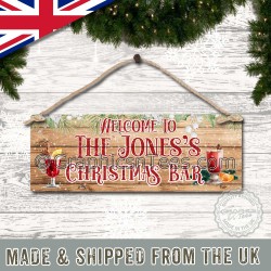 Personalised Christmas Bar Sign Welcome To Personalized Names House Door Plaque 01